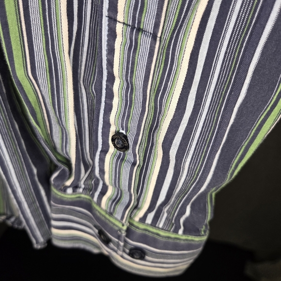 Structure Long Sleeve Button Up Shirt Mens M Blue White Gree Striped - Picture 5 of 8